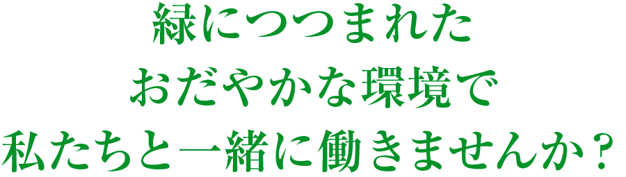 緑につつまれた、おだやかな環境で私たちと一緒に働きませんか？